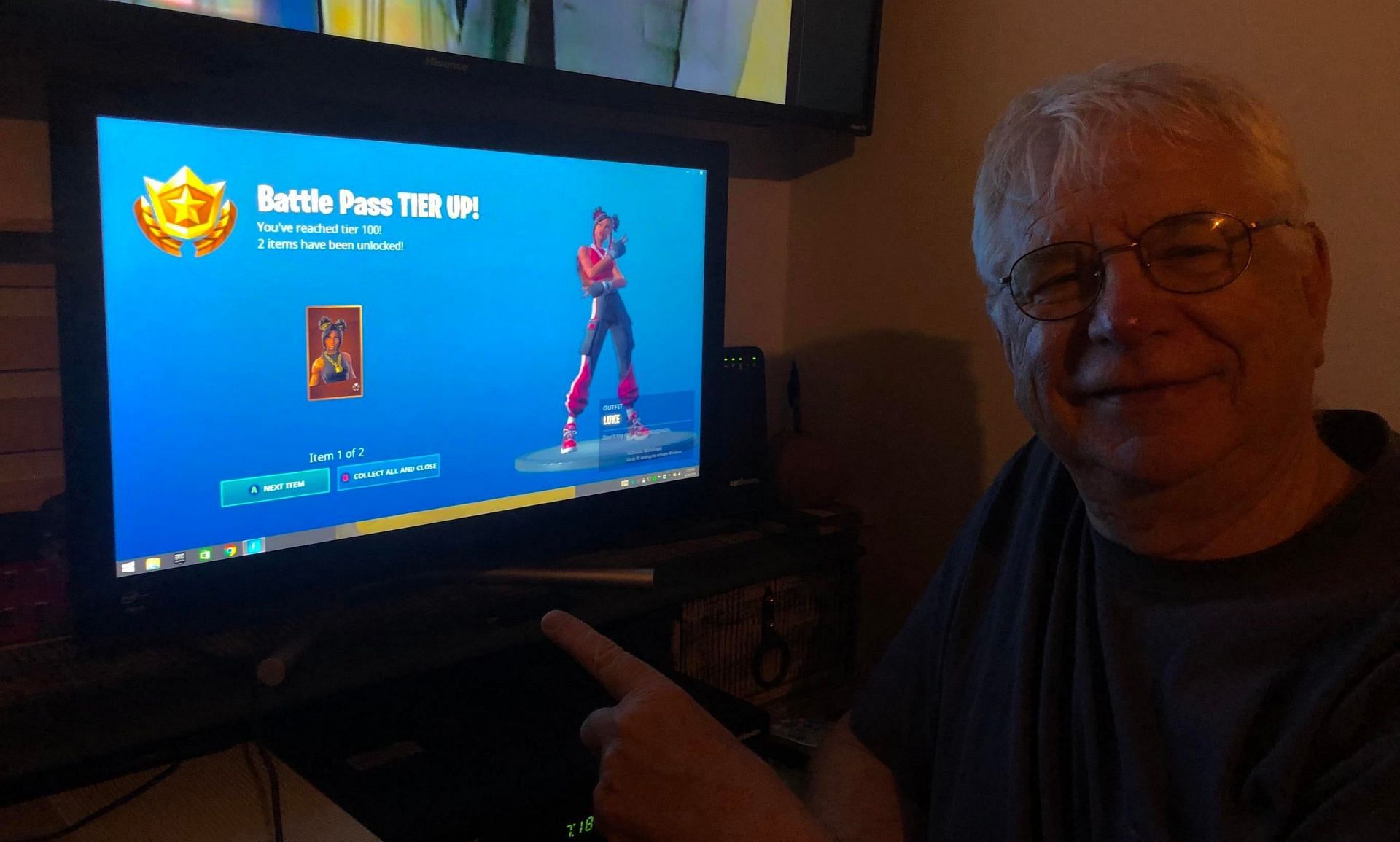 The elderly population in Fortnite is on the rise again as this Bunker Jonesy playing Grandpa stacks up 600+ kills and gets a concept art on him made by his family (Image via Reddit/ StellarLime911)