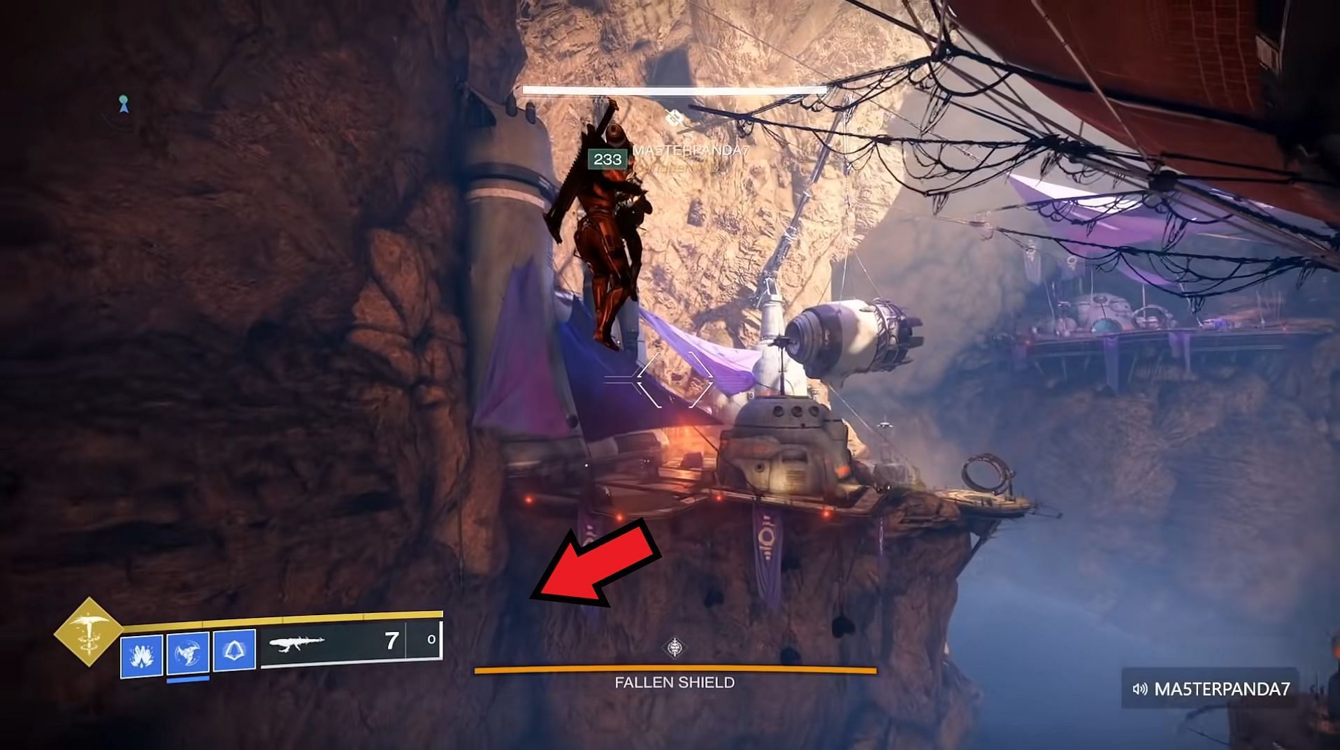 The entrance to the workaround inside Fallen Shield encounter (Image via YouTube/Cheese Forever)