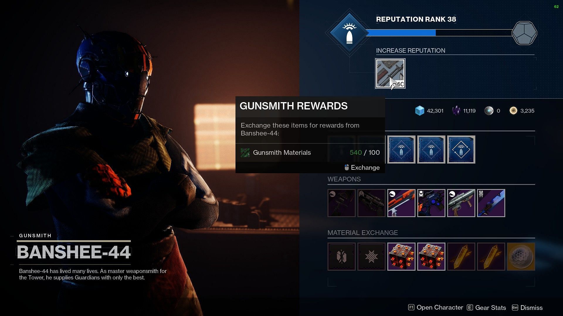 Banshee-44 vendor in Destiny 2 might not have gunsmith material from Witch Queen (Image via Bungie)