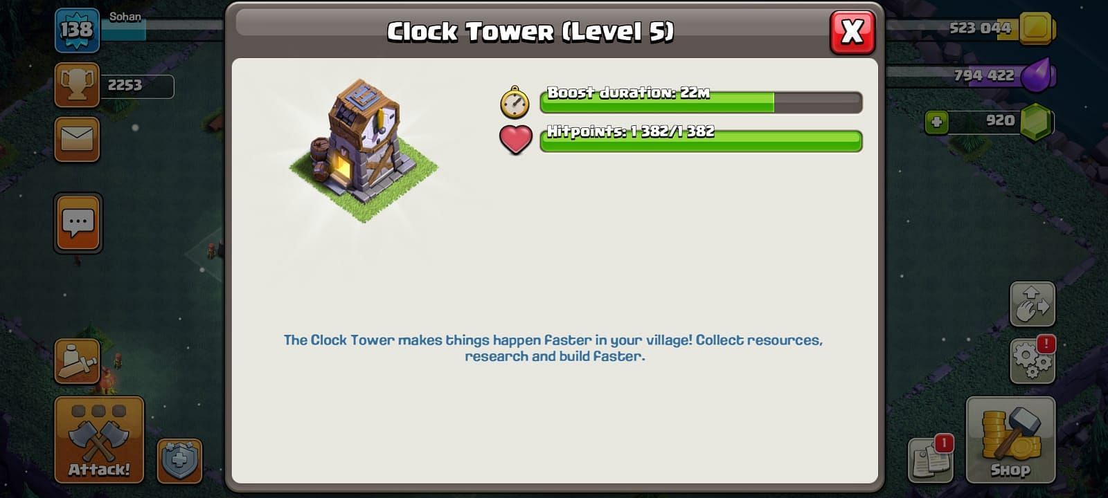 Clash of Clans Clock Tower (Image via Sportskeeda)
