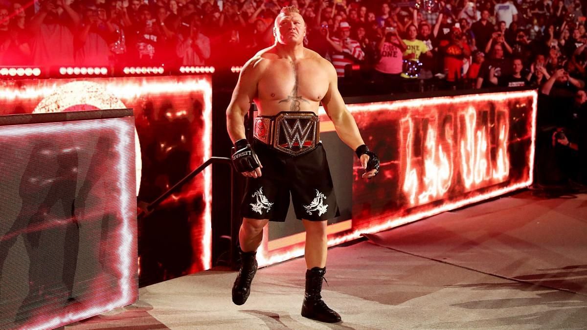 Brock Lesnar with the WWE Championship
