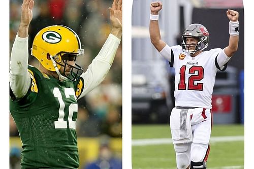 2021 NFL MVP favorites Aaron Rodgers and Tom Brady