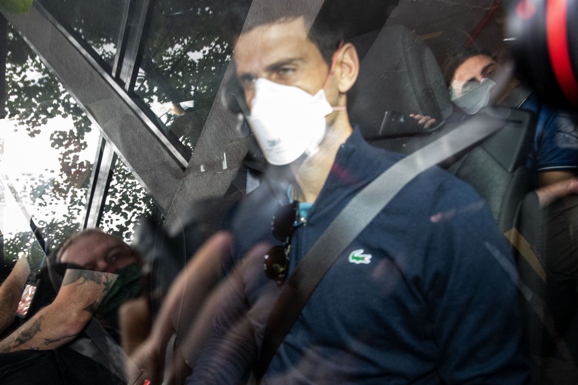 Novak Djokovic leaves the Park hotel on January 16, 2022 in Melbourne, Australia.