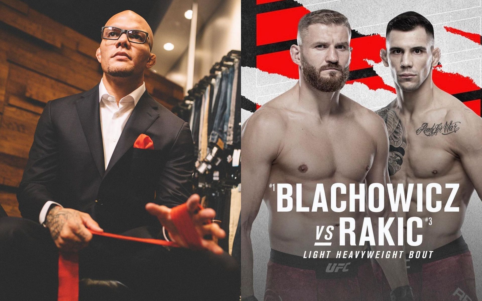 Anthony Smith (L) and Jan Blachowicz vs. Alexander Rakic poster (R) via Instagram @lionheartasmith and rakic_ufc