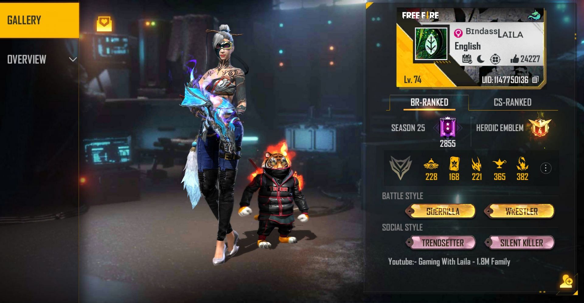 Gaming with Laila&#039;s Free Fire ID (Image via Garena)