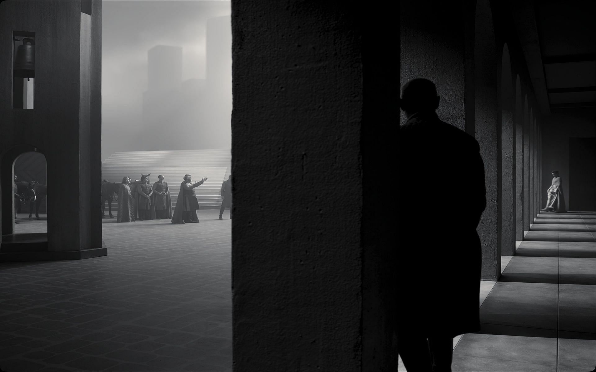 A still from Apple TV+&#039;s The Tragedy of Macbeth (Image via Apple TV+)