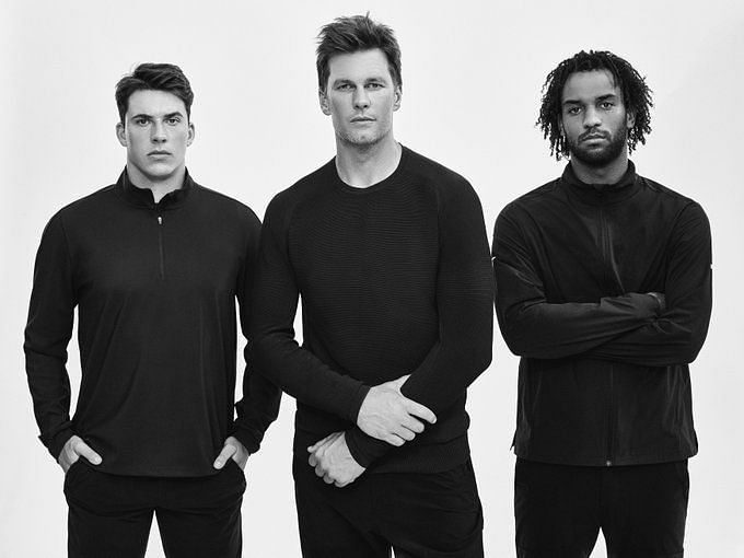 Tom Brady (C) and his new line of apparel titled &quot;Brady&quot; brand