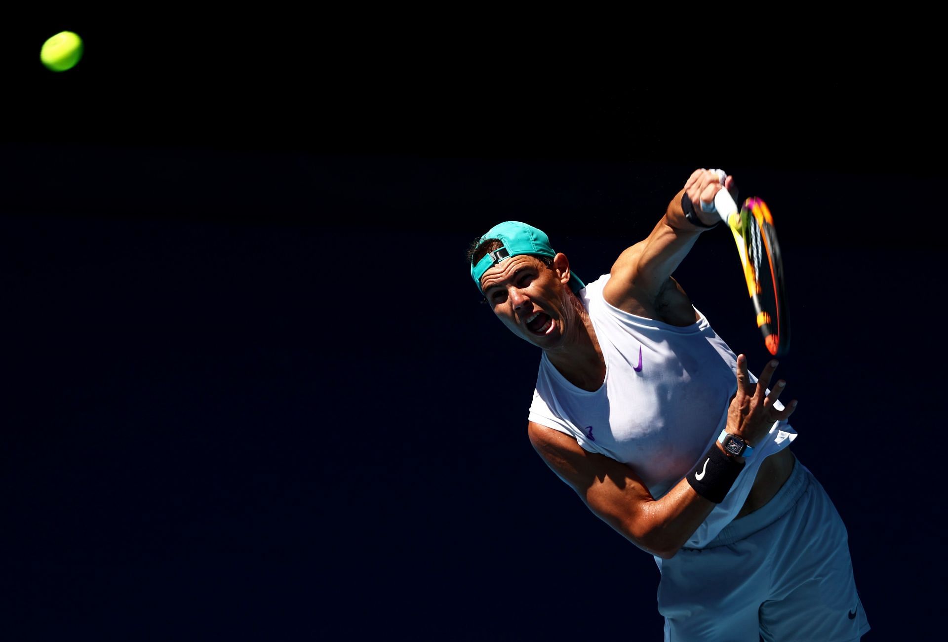 Rafael Nadal training ahead of the 2022 Australian Open