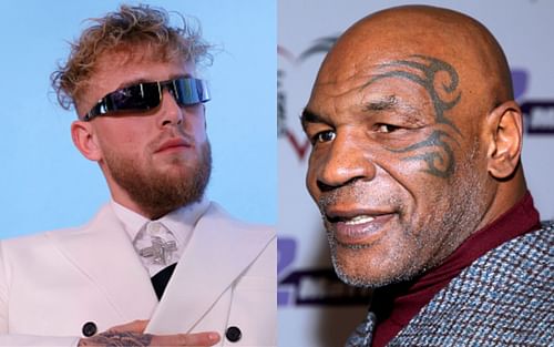 Jake Paul (left); Mike Tyson (right)