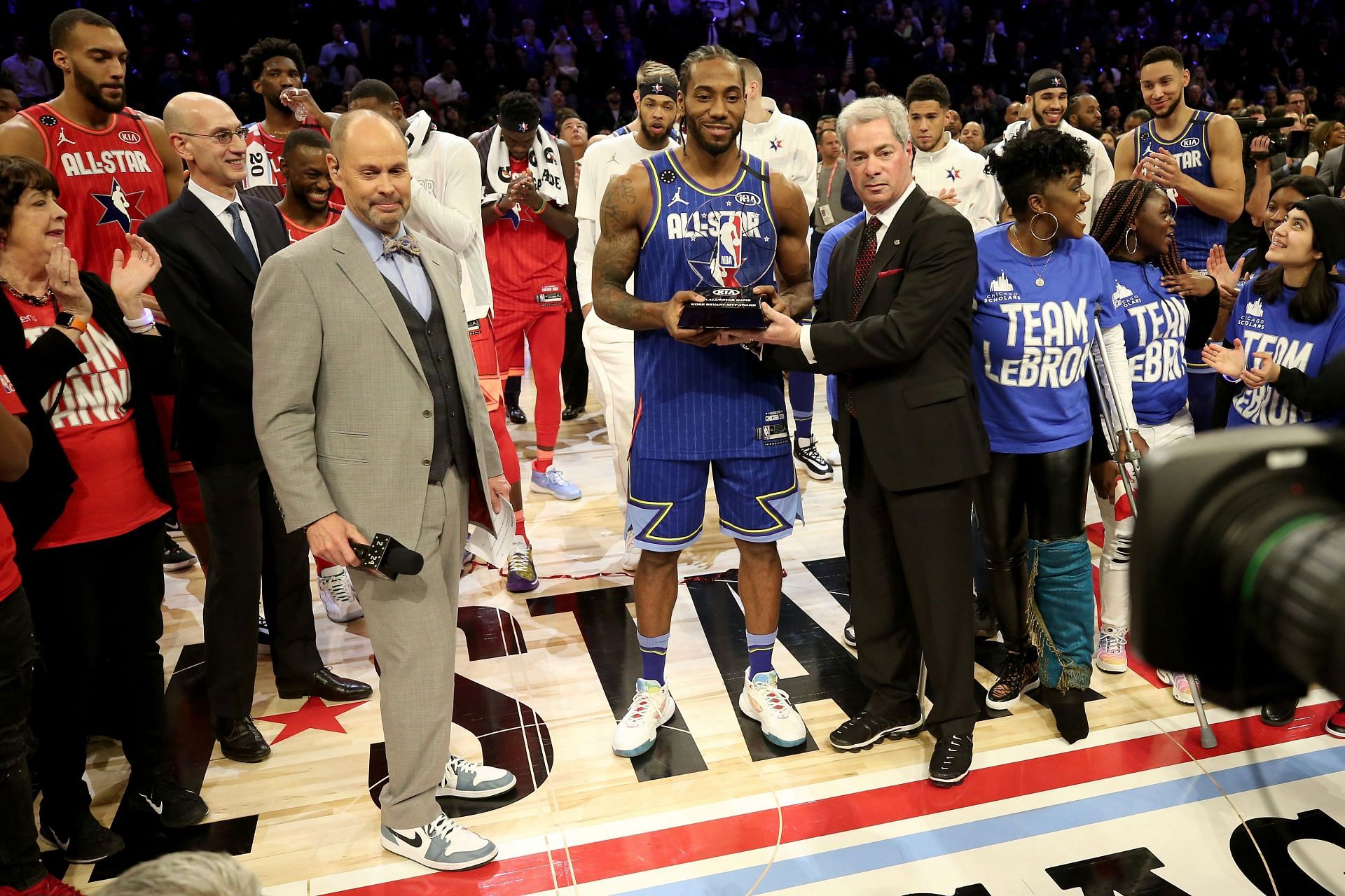 Kawhi Leonard with the All-Star MVP award