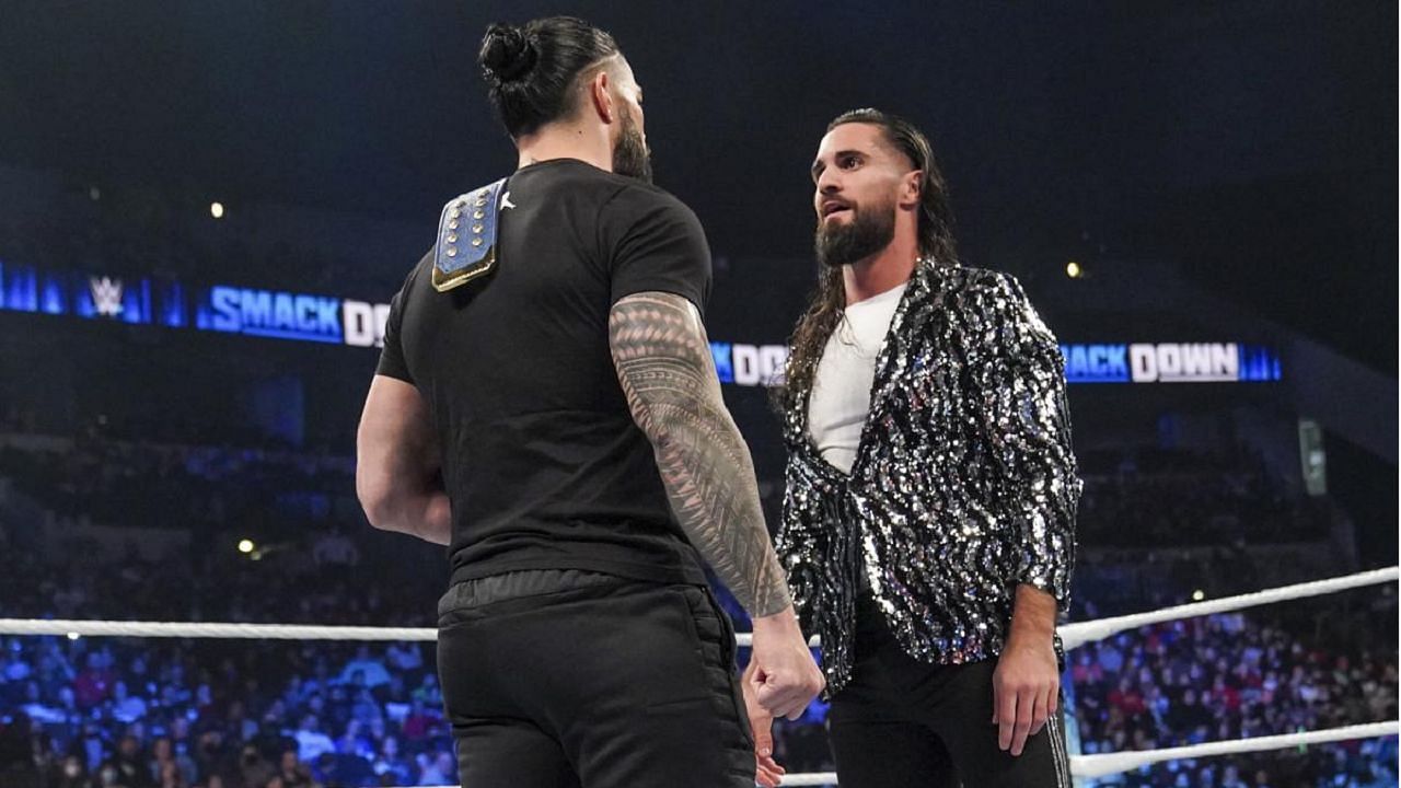 Roman Reigns and Seth Rollins&#039; face-off on SmackDown