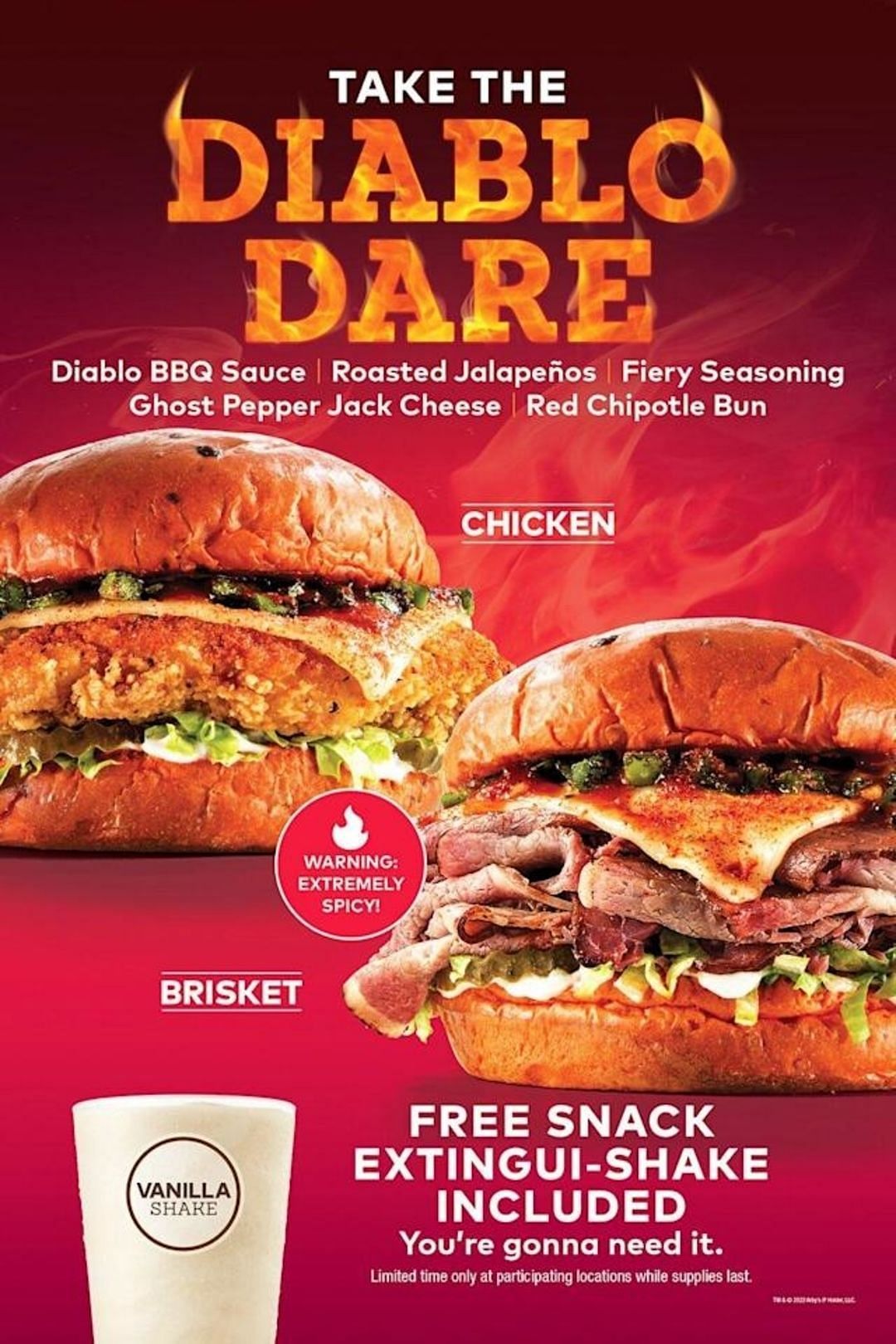 Arby&#039;s latest spicy sandwich challenge (Image via Arby&#039;s)