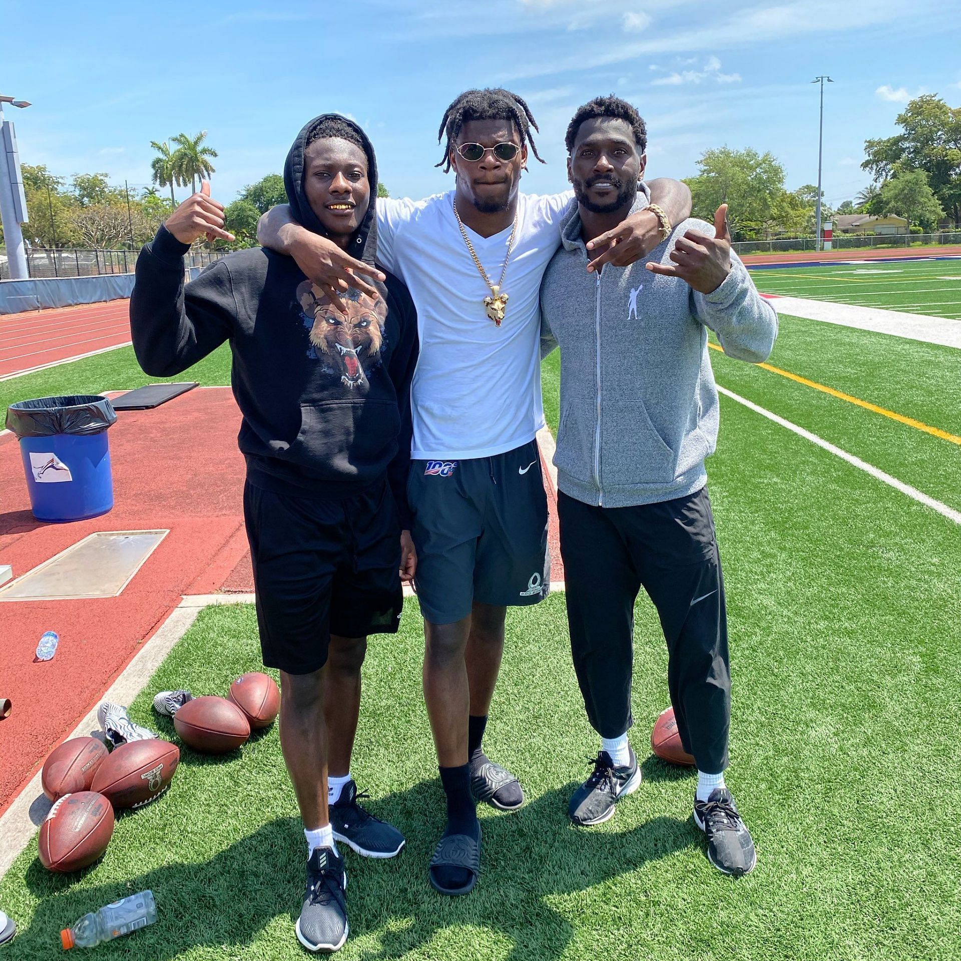 Baltimore Ravens WR Marquise Hollywood Brown and QB Lamar Jackson with Free Agent Antonio Brown (image credit: Hollywood Brown official Twitter Account @PrimeTime_jet