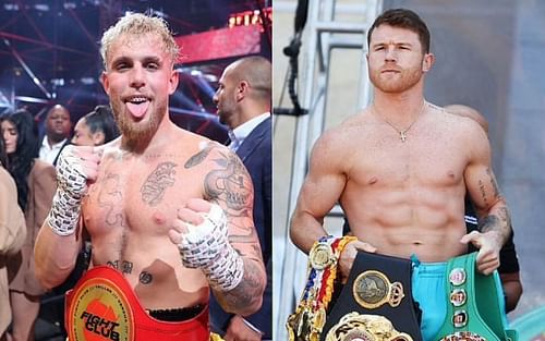 Jake Paul (left) and Canelo Alvarez (right)