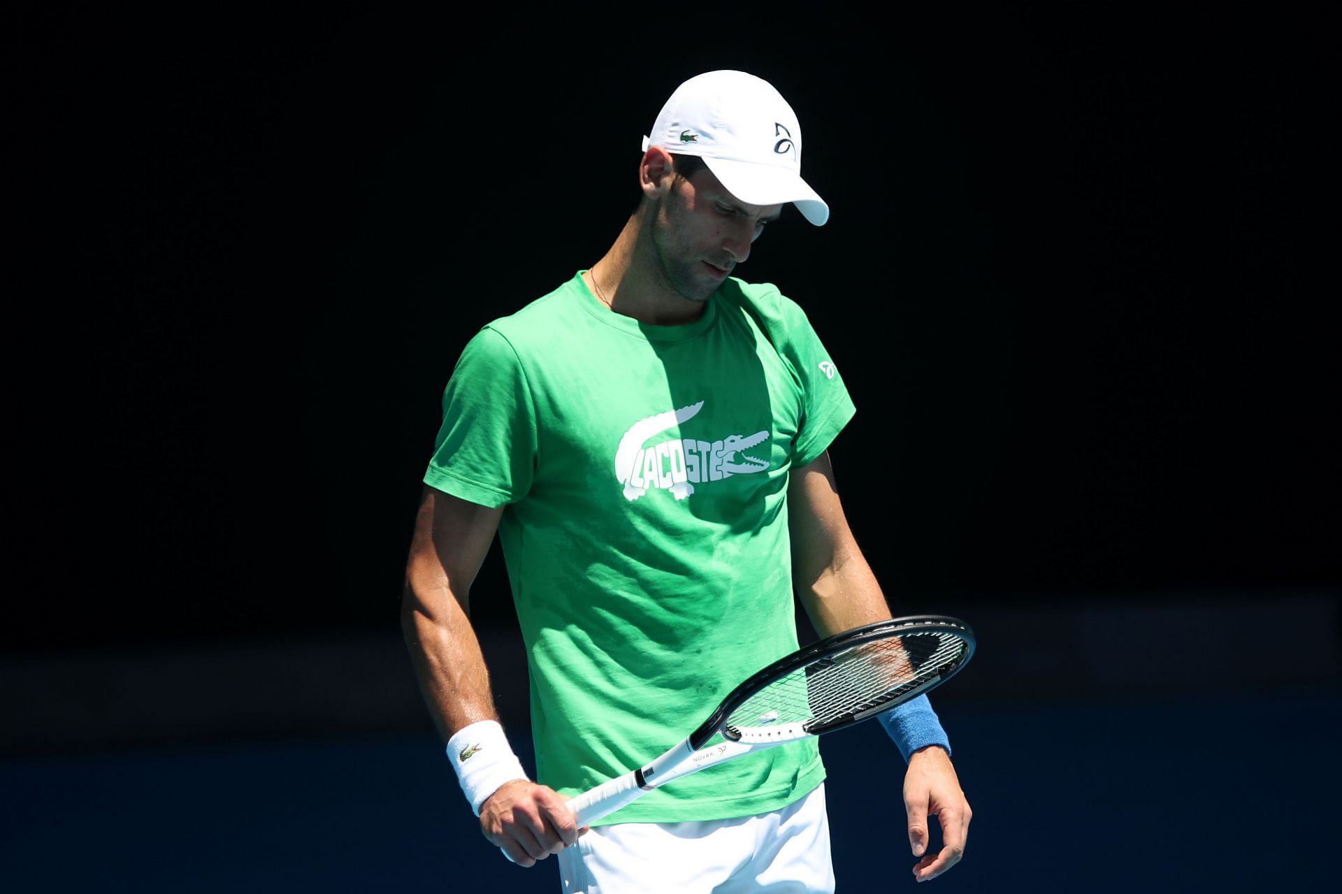 Novak Djokovic trains ahead of the 2022 Australian Open