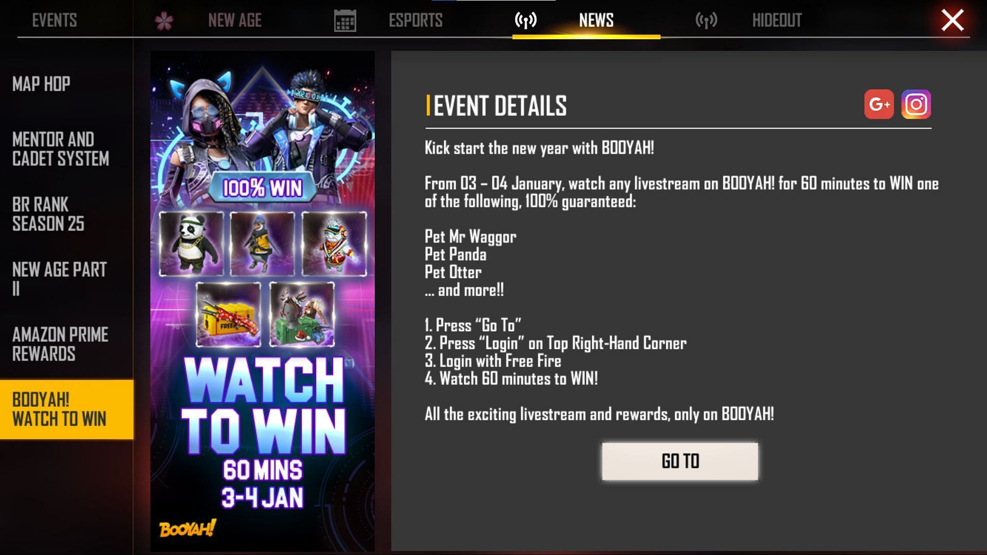 Present watch to win event (Image via Free Fire)