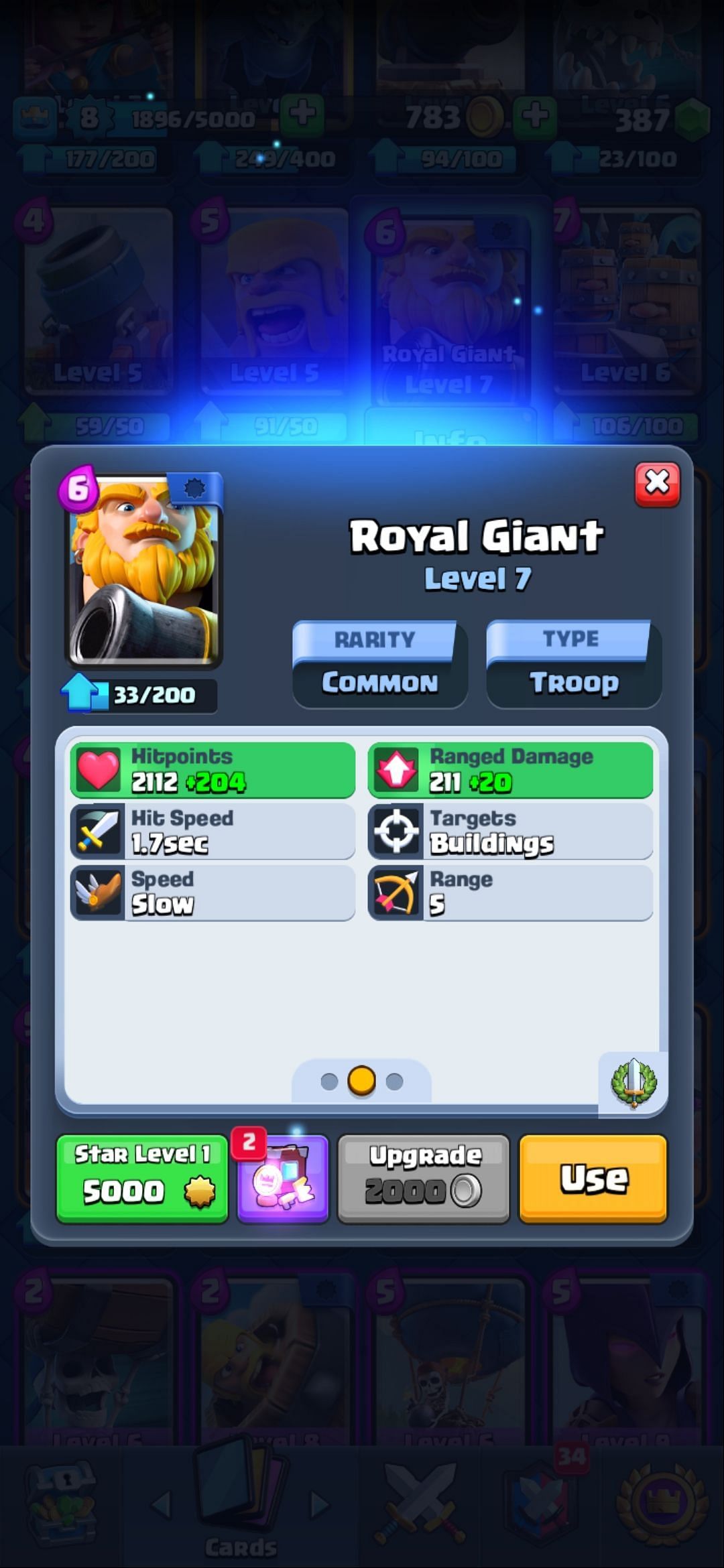 The Royal Giant in Clash Royale (Image via Sportskeeda)