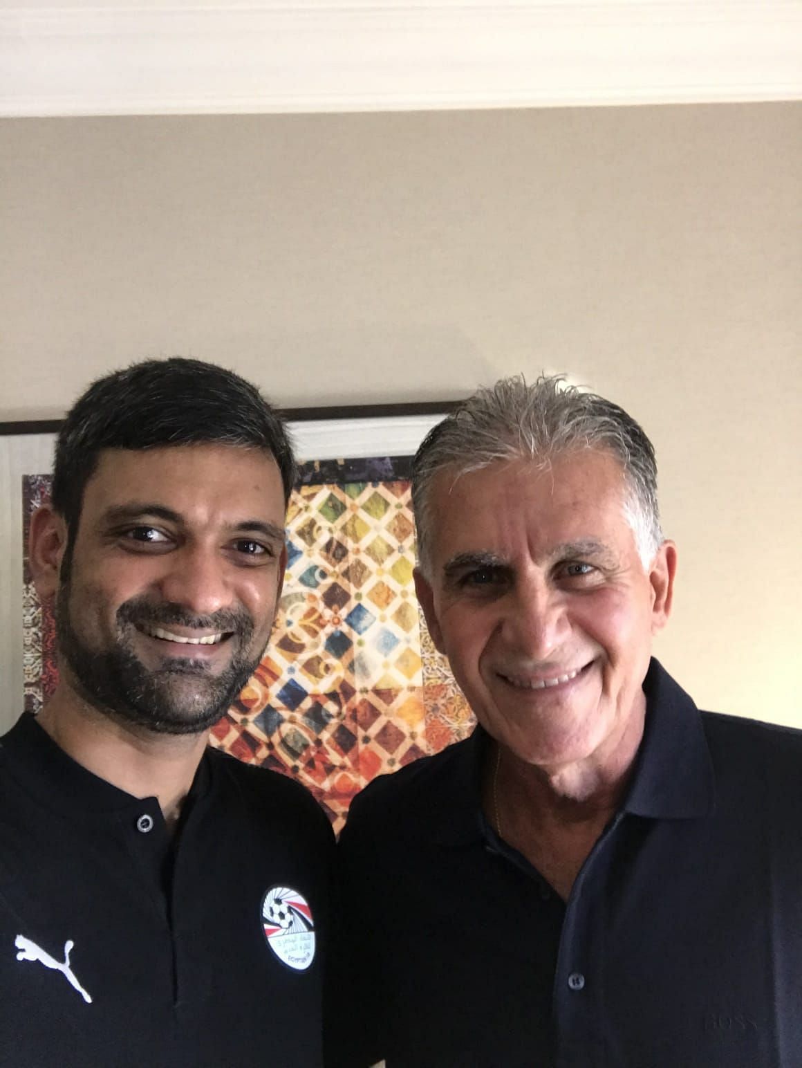 Francisco with Egypt&#039;s head coach and former Real Madrid manager Carlos Queiroz (right). Image: Francisco Bruto da Costa