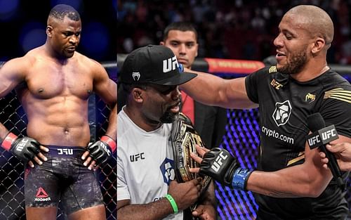 Francis Ngannou (left), Fernand Lopez (center) & Ciryl Gane (right) [Image Credits- @lopez_fernand on Instagram]