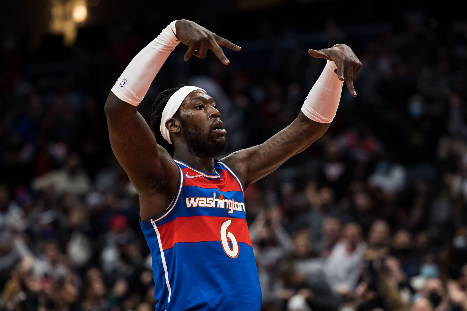 Montrezl Harrell of the Washington Wizards celebrates after making a bucket.