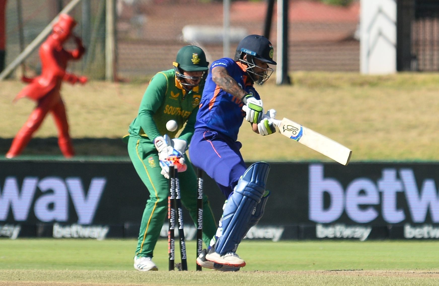 Shikhar Dhawan is bowled by Keshav Maharaj. Pic: Getty Images