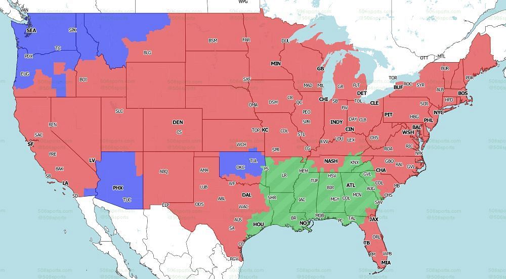 FOX Coverage Map for the late games of Week 18