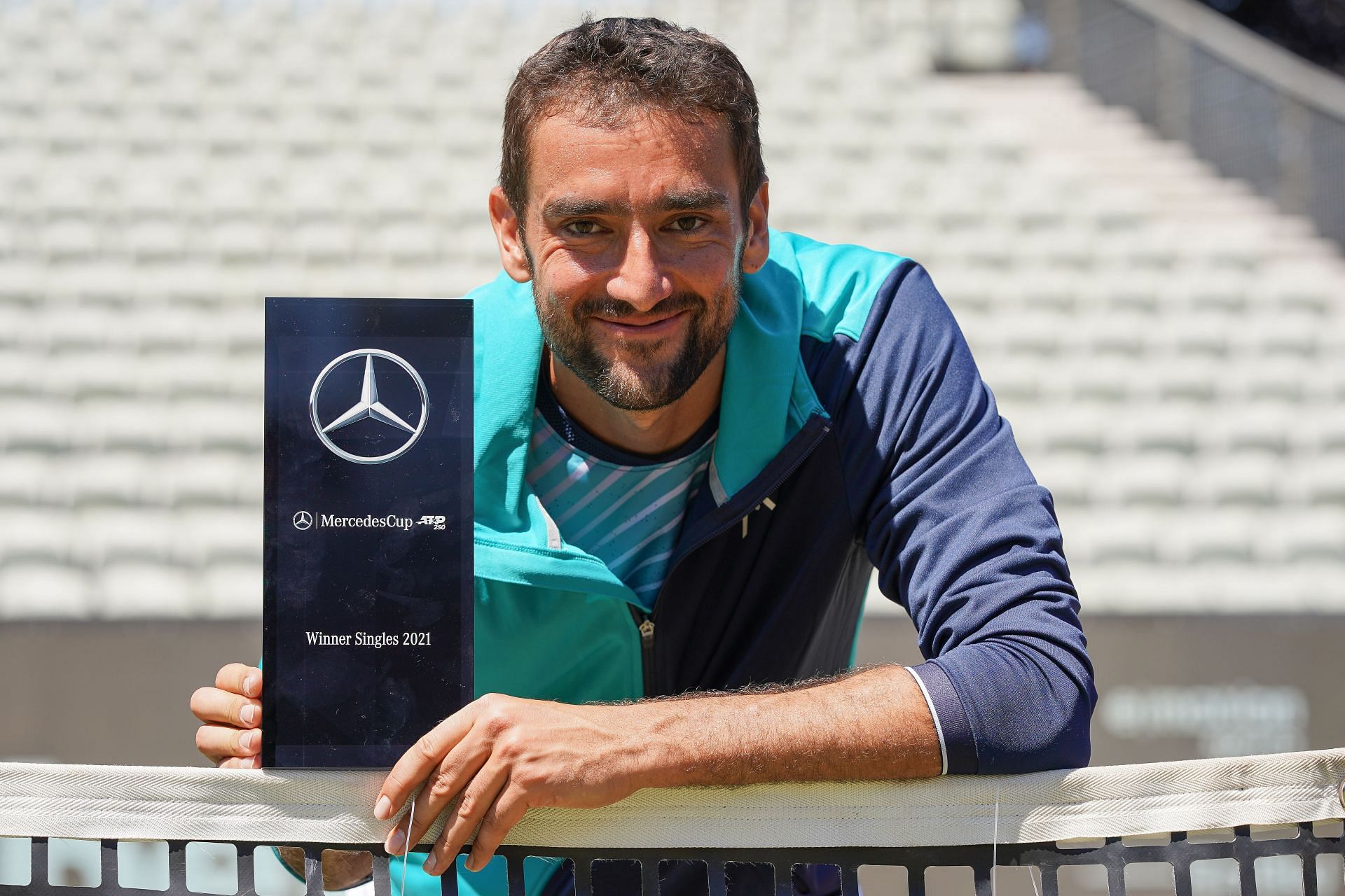 Cilic with his trophy at the 2021 Mercedes Cup.