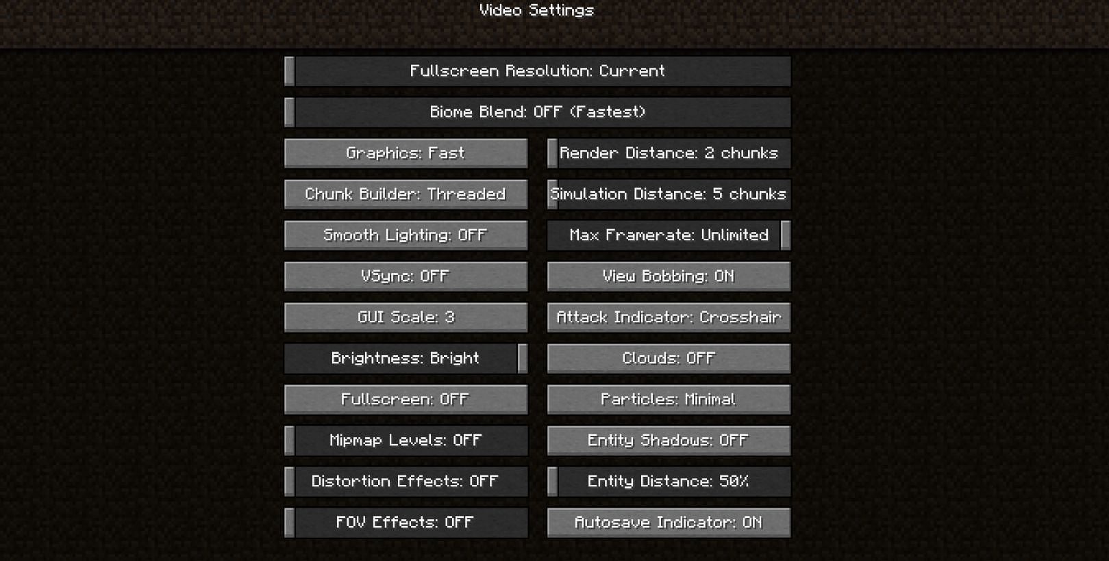 These are the best video settings as of 2022 (Image via Minecraft)