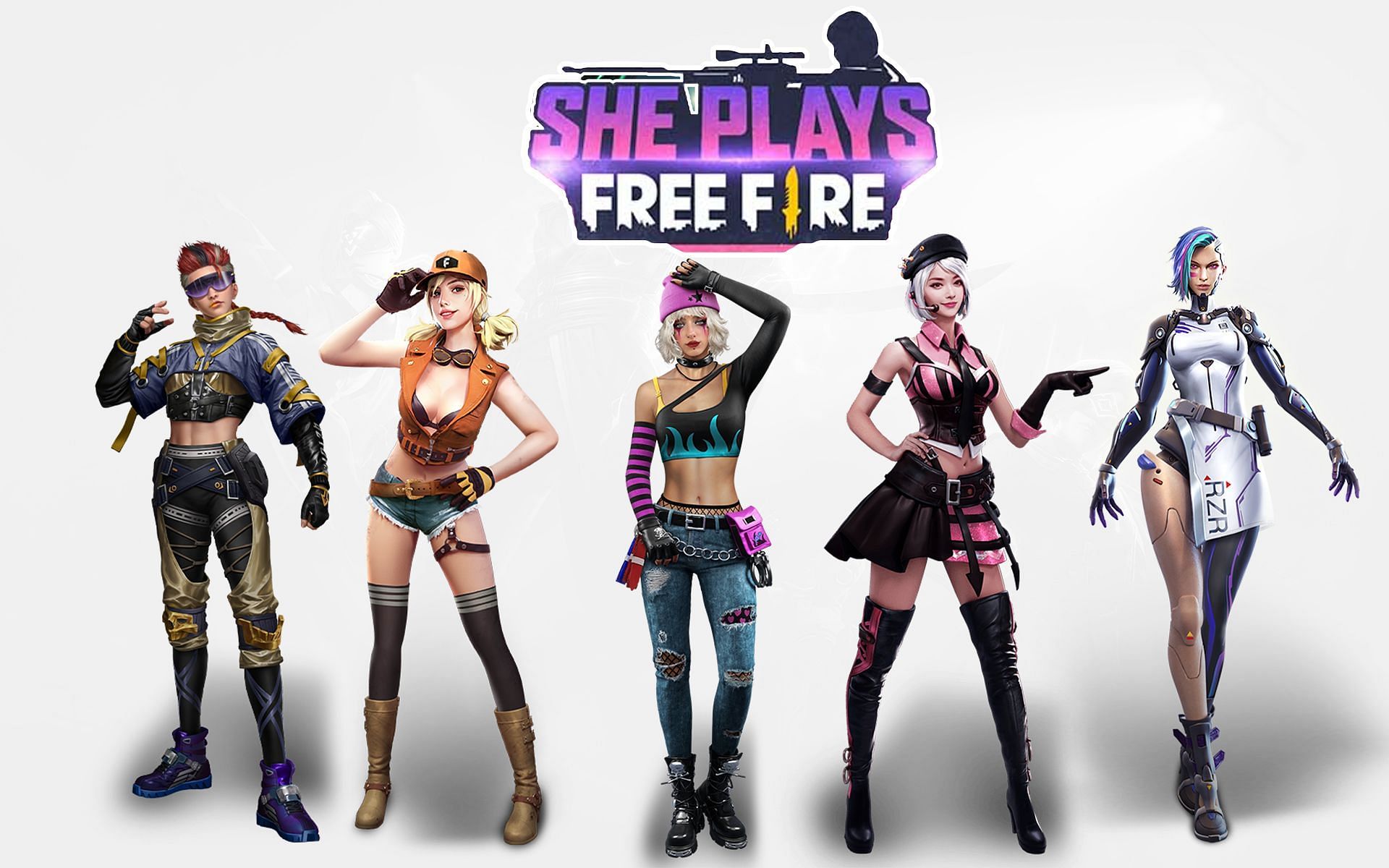 Five of the female characters that players can claim for free (Image via Sportskeeda)