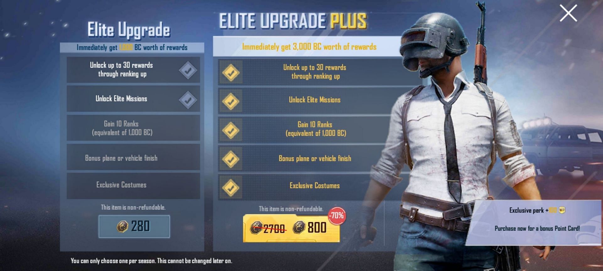 These two paid versions of the Winner Pass can be purchased (Image via PUBG Mobile Lite)