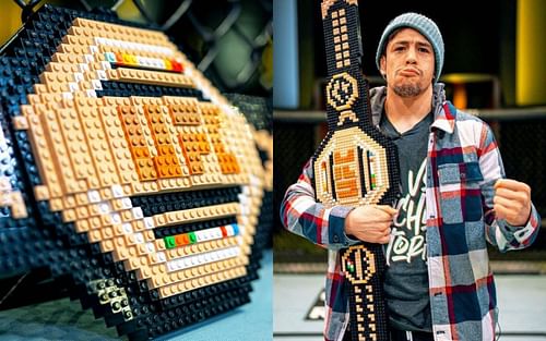 LEGO sends Brandon Moreno a replica belt [Photo credit: ufcespanol on IG]