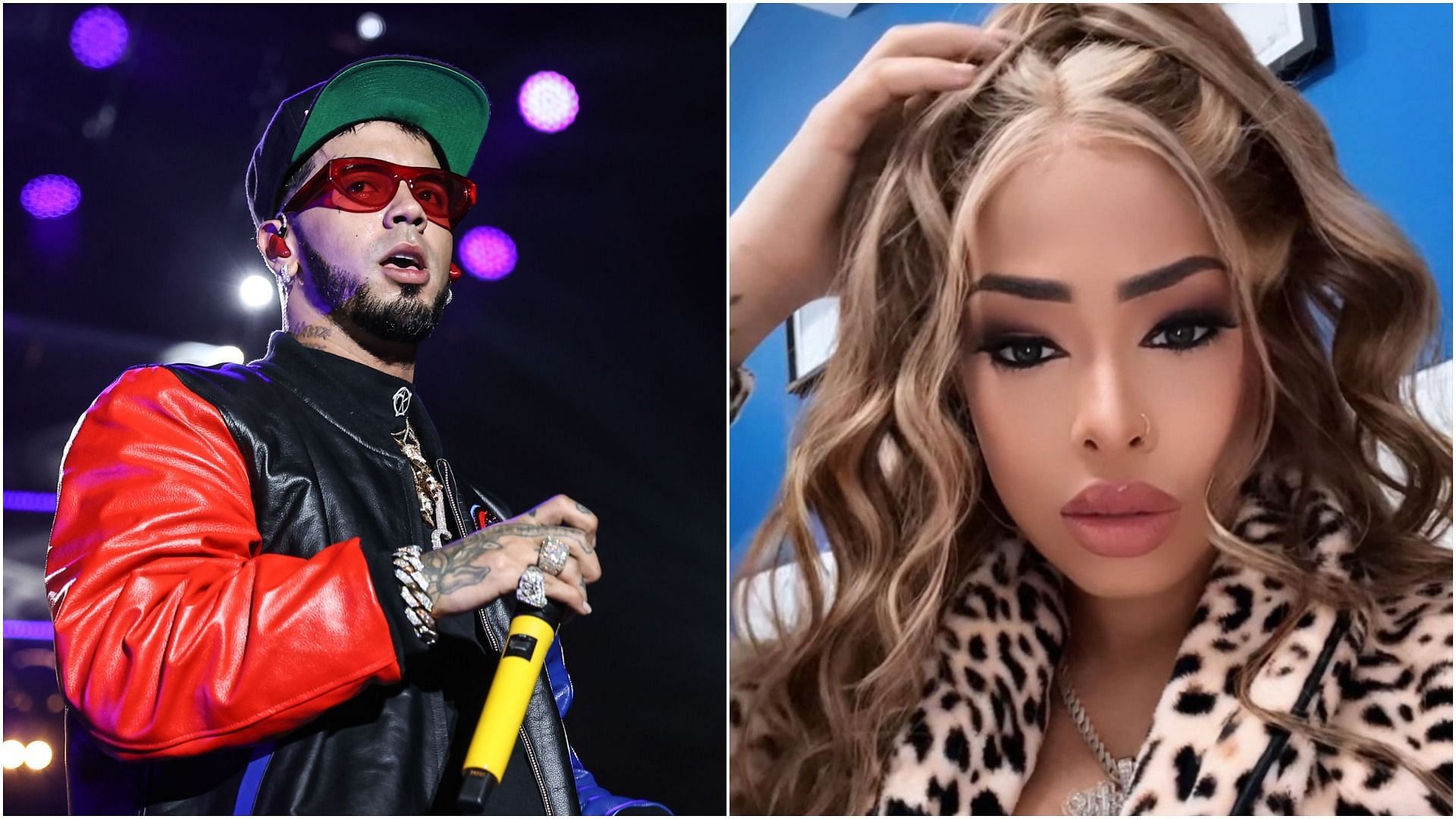 Anuel AA and Yailin La M&aacute;s are seemingly engaged according to a video (Images via John Parra/Getty Images and yailinlamasviralreal/Instagram)