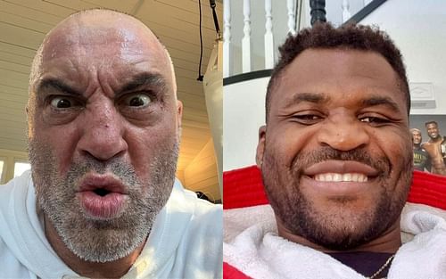 Joe Rogan, Francis Ngannou L to R [Images courtesy @joerogan, @francisngannou instagram]