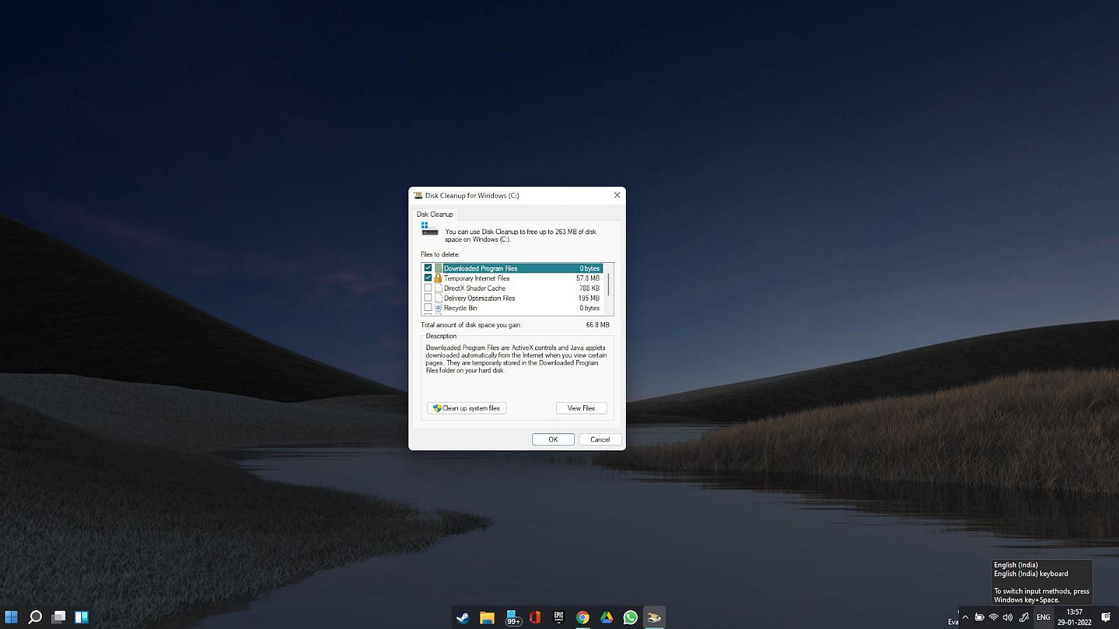 Running Disk Cleanup (Image captured from Windows 11 desktop)