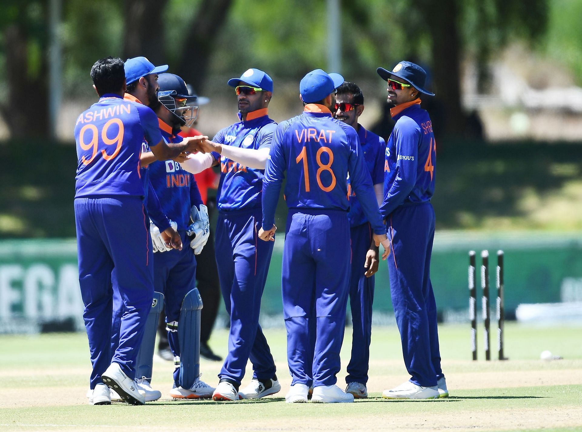 The visitors celebrate a wicket during the Paarl ODI. Pic: Getty Images