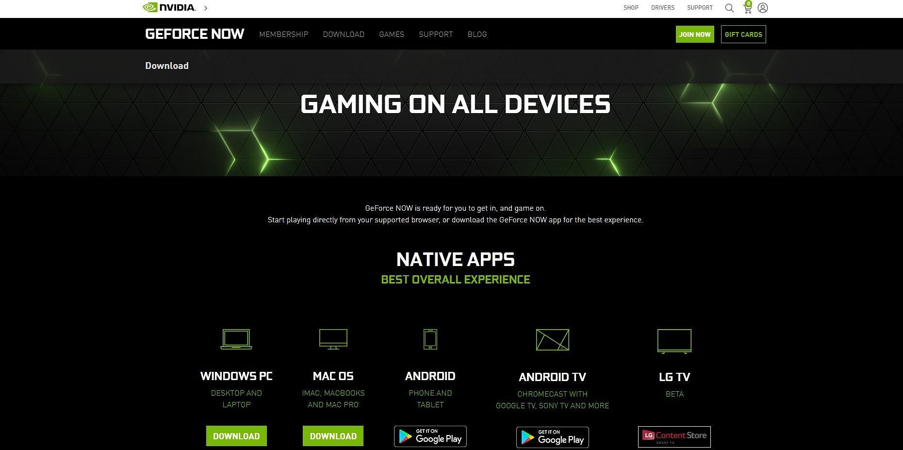 How the official website looks like on PC (Image via Nvidia)