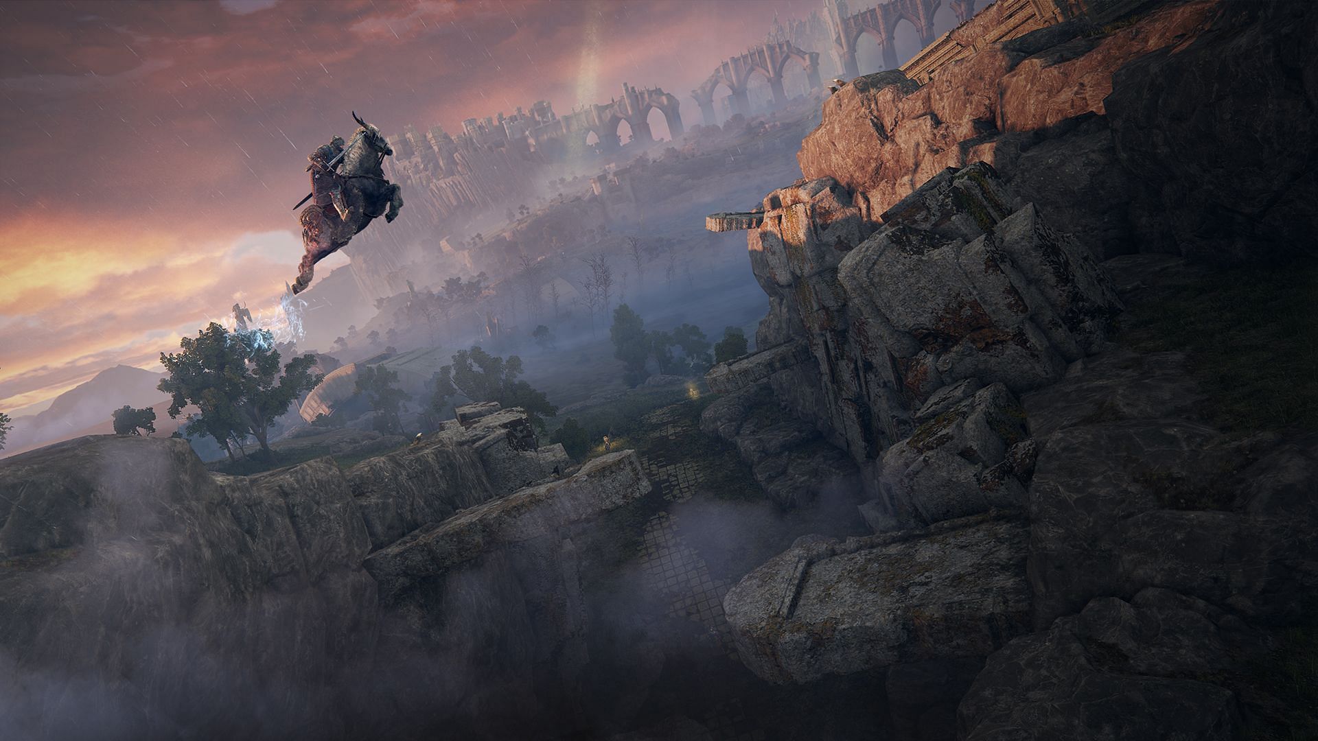 Traversing an open world with a jumping horse (Image via FromSoftware)