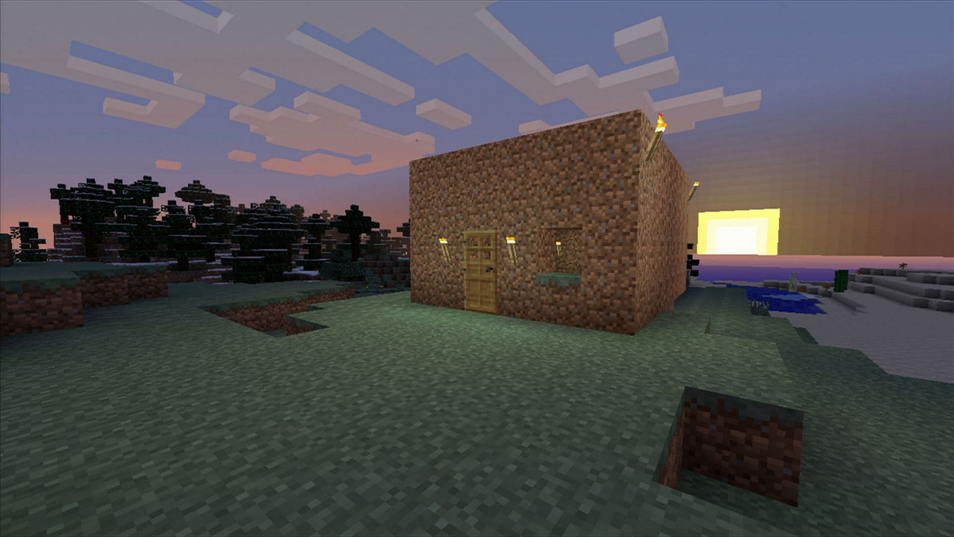 A player&#039;s first shelter doesn&#039;t need to be complex (Image via Mojang)