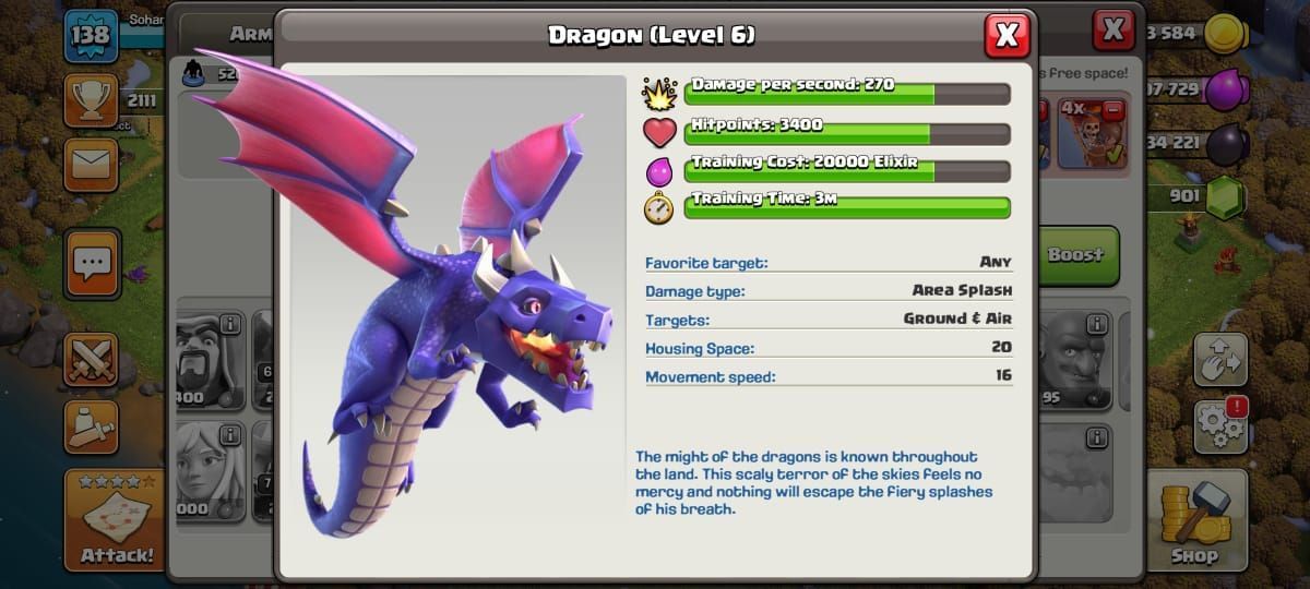 Clash of Clans Dragon (Image via Sportskeeda)