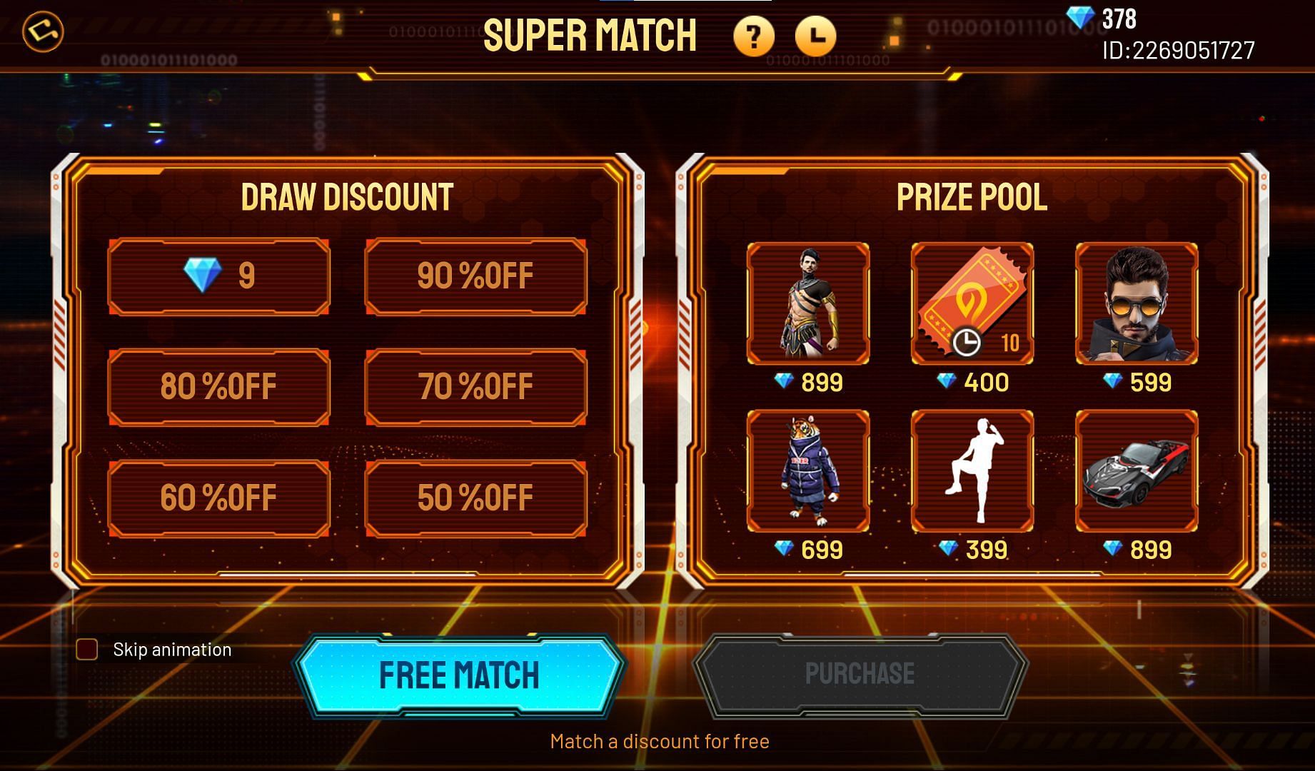 The discount and prize pool (Image via Free Fire)