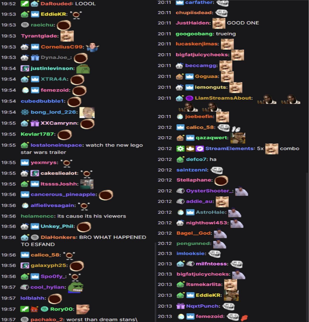 Chat reaction to Connor&#039;s joke and comments about AdinRoss and JiDion (Image via Twitch/ConnorEatsPants)