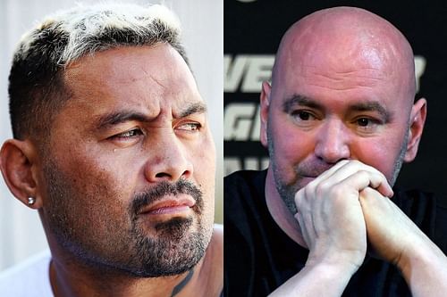 Mark Hunt (left); Dana White (right).