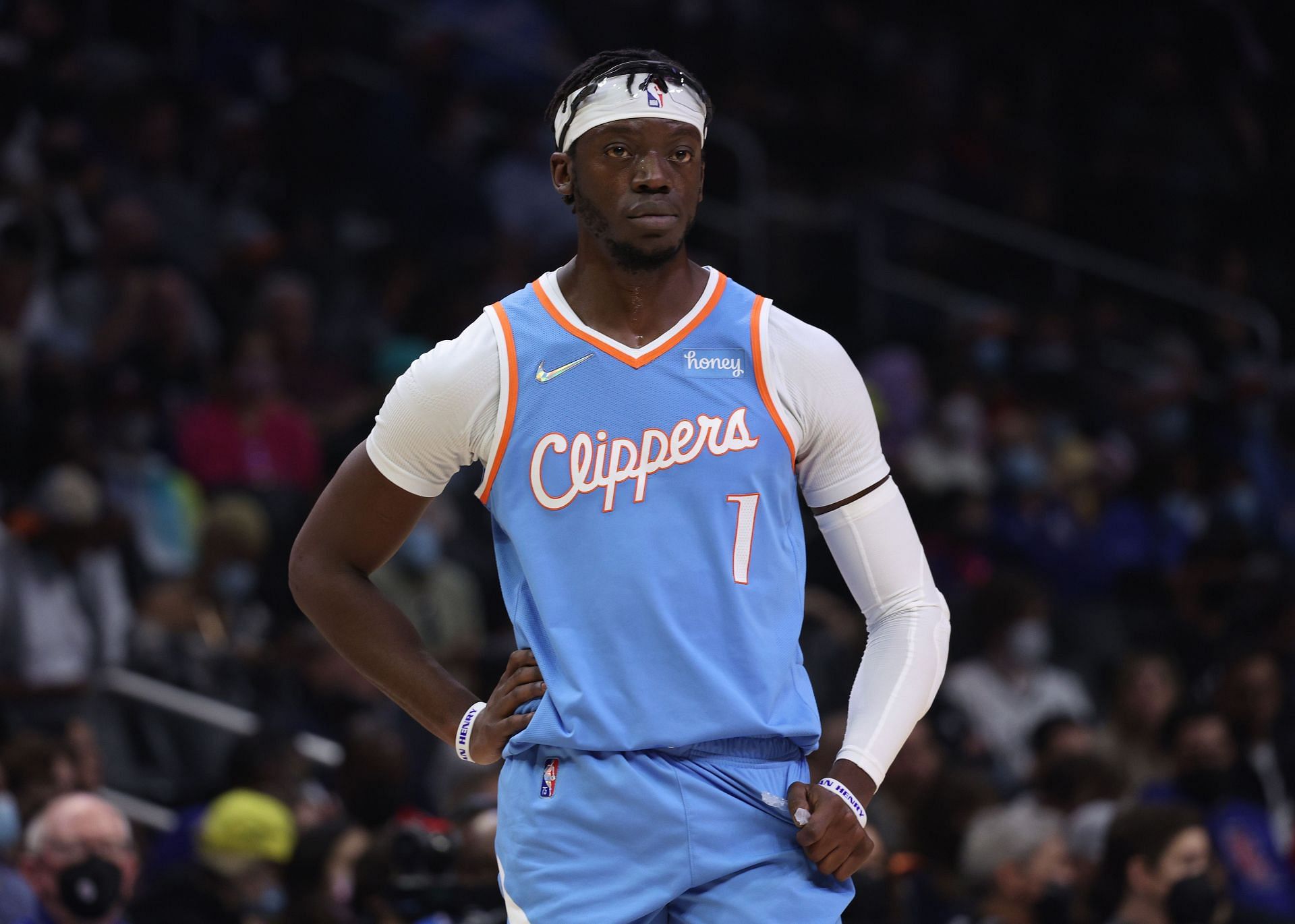 Reggie Jackson looks on at the LA Clippers game