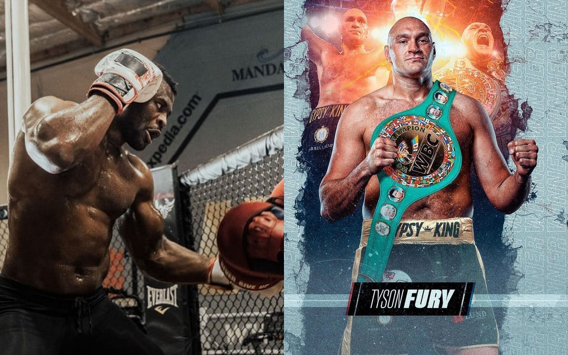 Francis Ngannou (left), Tyson Fury (right) [Images via @francisngannou @gypsyking101 on Instagram]