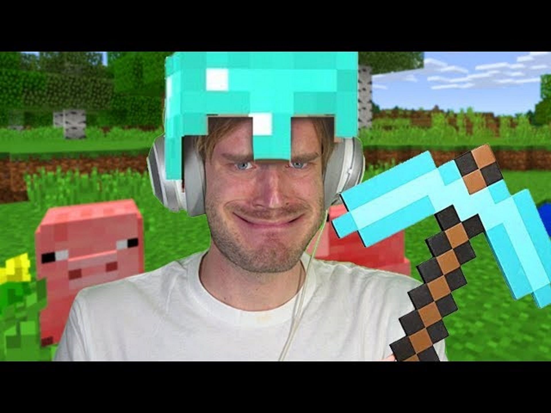 PewDiePie&#039;s thumbnail from his Minecraft series (via Sportskeeda)