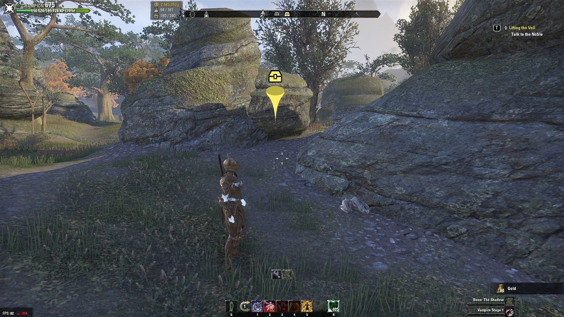 Lost Treasure on the compass and 3D icon in-game (Image via Elder Scrolls Online)