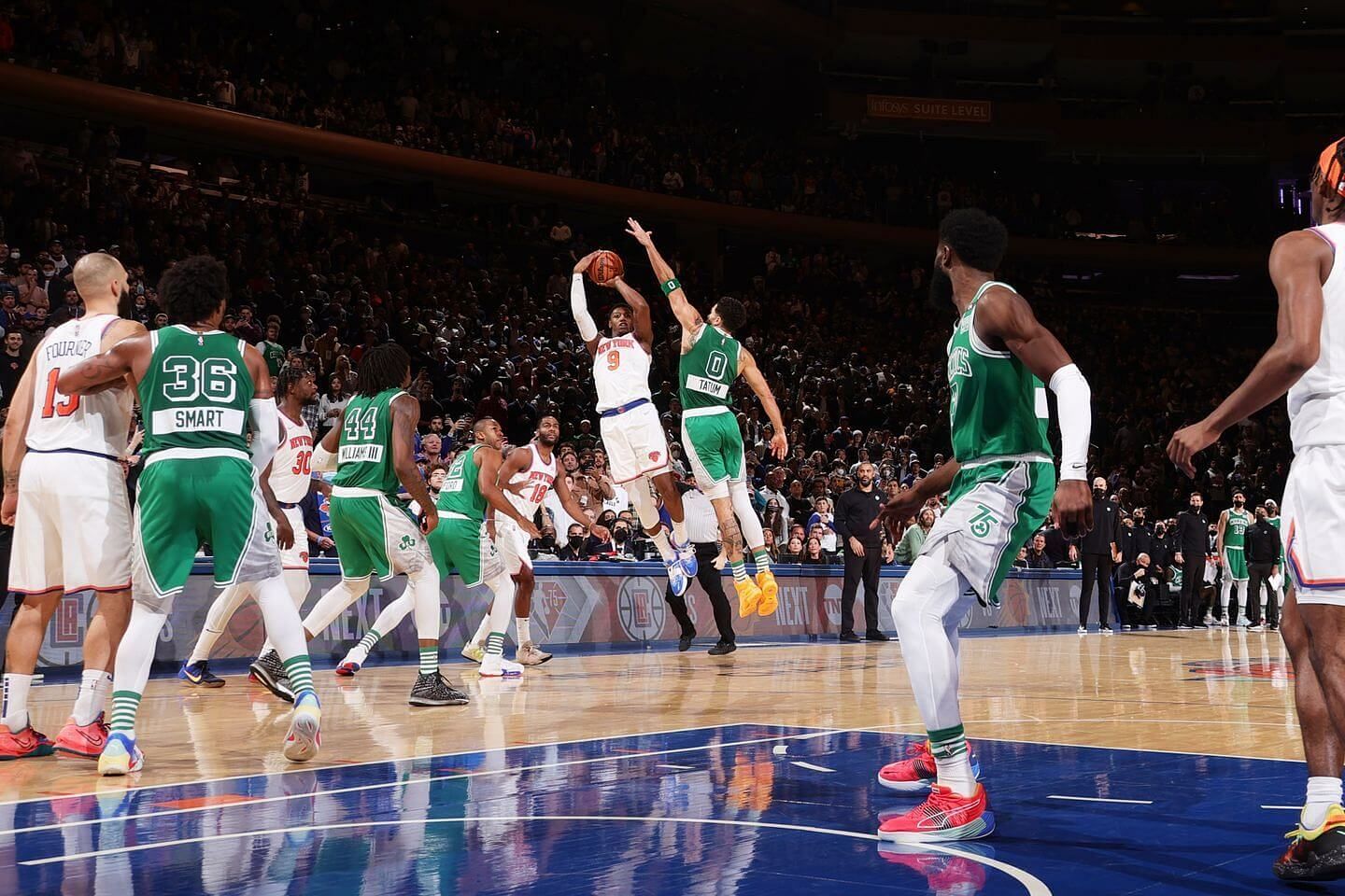 RJ Barrett&#039;s last-second bank shot capped off the New York Knicks&#039; big comeback against the Boston Celtics in their last game. [Photo: The Athletic]