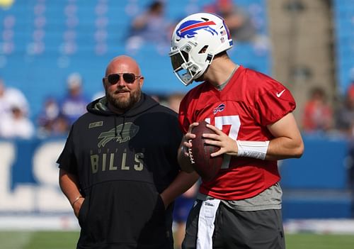 Buffalo Bills offensive coordinator Brian Daboll and QB Josh Allen