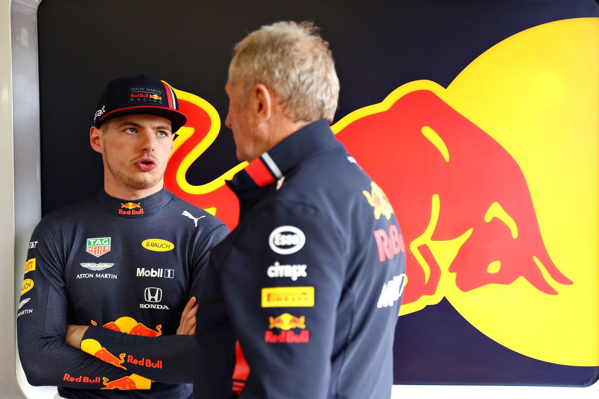 Max Verstappen (left) and Helmut Marko (right) ahead of the 2019 Monaco Grand Prix