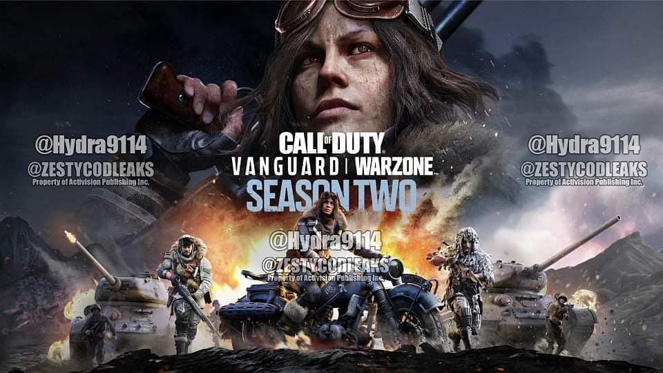 Leaked cover design for Season 2 of Warzone and COD Vanguard shows upcoming character designs and weapon models (Image via Twitter/ Nanikos)